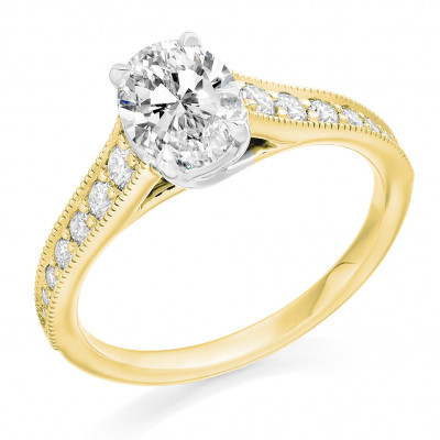 Oval Cut Solitaire with Diamond Set Shoulders Engagement Ring Metal Image