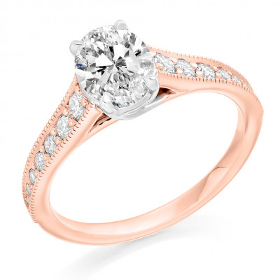 Oval Cut Solitaire with Diamond Set Shoulders Engagement Ring Metal Image