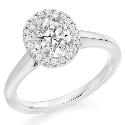 Oval Cut Halo with Plain Shoulders Engagement Ring Metal Image
