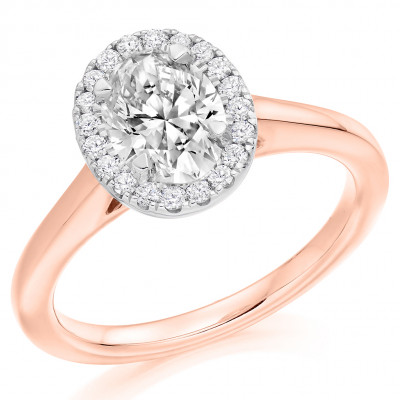 Oval Cut Halo with Plain Shoulders Engagement Ring Metal Image