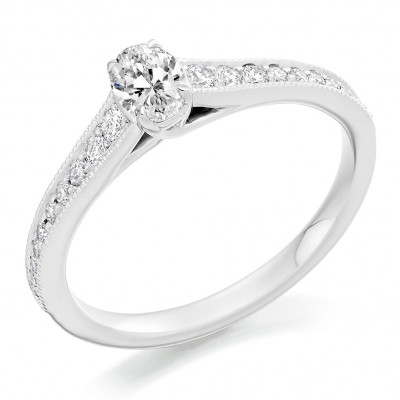 Oval Cut Solitaire with Diamond Set Shoulders Engagement Ring Metal Image