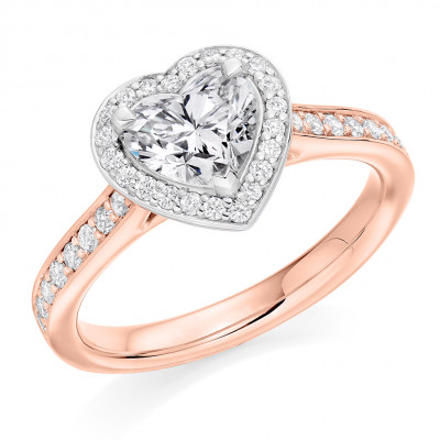 Heart Cut Halo with Diamond Set Shoulders Engagement Ring Metal Image