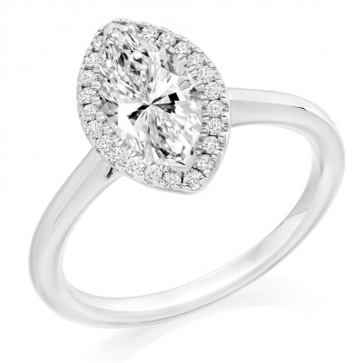 Marquise Cut Halo with Plain Shoulders Engagement Ring Metal Image
