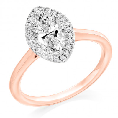 Marquise Cut Halo with Plain Shoulders Engagement Ring Metal Image