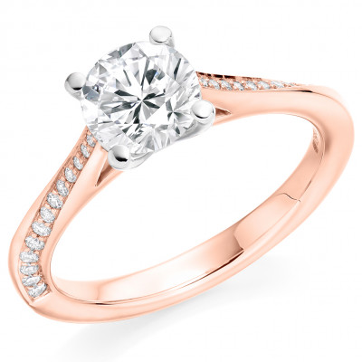 Round Brilliant Solitaire with Diamond Set Shoulders Engagement Ring Metal Image