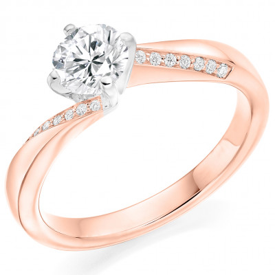 Round Brilliant Solitaire with Diamond Set Shoulders Engagement Ring Metal Image