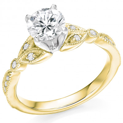 Round Brilliant Solitaire with Diamond Set Shoulders Engagement Ring Metal Image