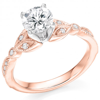 Round Brilliant Solitaire with Diamond Set Shoulders Engagement Ring Metal Image