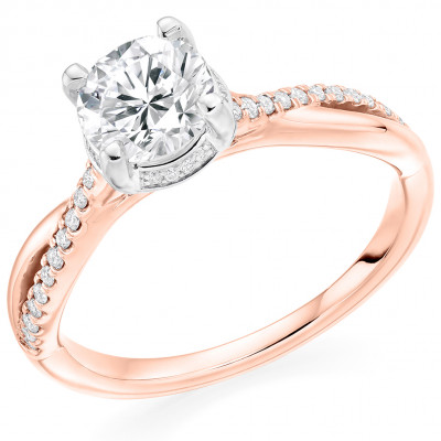 Round Brilliant Solitaire with Diamond Set Shoulders Split Shoulders Engagement Ring Metal Image