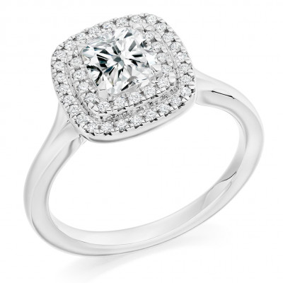 Cushion Cut Halo with Plain Shoulders Split Shoulders Engagement Ring Metal Image