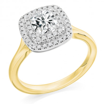 Cushion Cut Halo with Plain Shoulders Split Shoulders Engagement Ring Metal Image