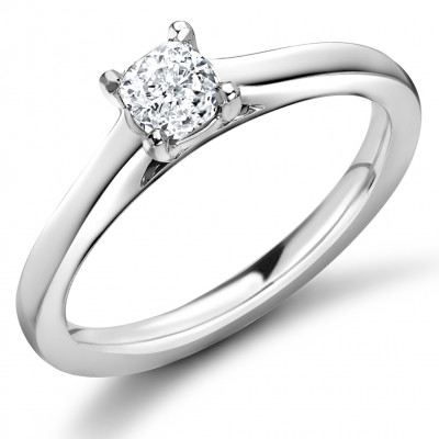 Cushion Cut Solitaire with Plain Shoulders Engagement Ring Metal Image