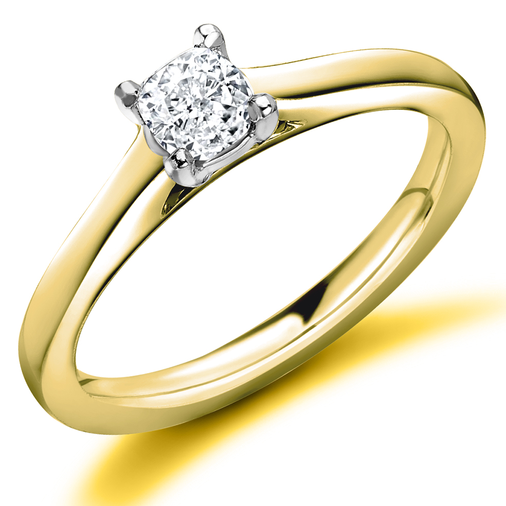 Cushion Cut Solitaire with Plain Shoulders Engagement Ring Image