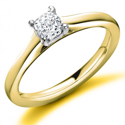 Cushion Cut Solitaire with Plain Shoulders Engagement Ring Metal Image