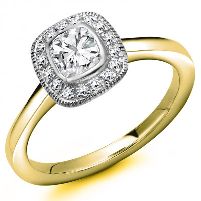 Cushion Cut Halo with Plain Shoulders Engagement Ring Metal Image