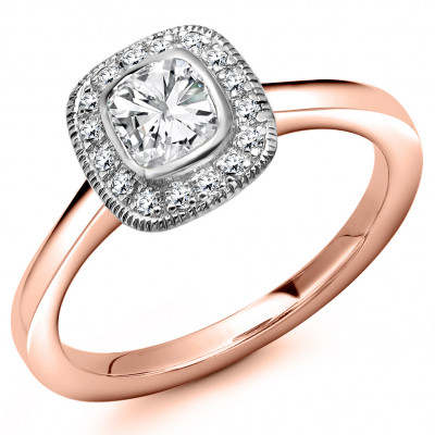 Cushion Cut Halo with Plain Shoulders Engagement Ring Metal Image