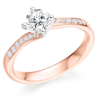 Round Brilliant Solitaire with Diamond Set Shoulders Engagement Ring Metal Image