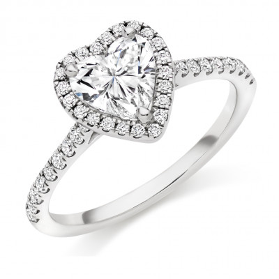 Heart Cut Halo with Diamond Set Shoulders Engagement Ring Metal Image