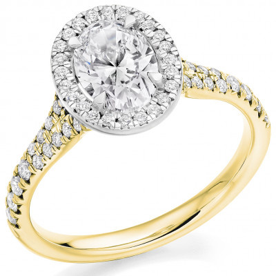 Oval Cut Halo with Diamond Set Shoulders Split Shoulders Engagement Ring Metal Image