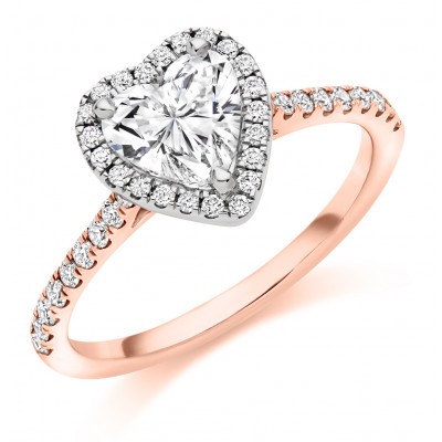 Heart Cut Halo with Diamond Set Shoulders Engagement Ring Metal Image