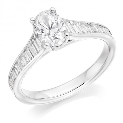 Oval Cut Solitaire with Diamond Set Shoulders Engagement Ring Metal Image