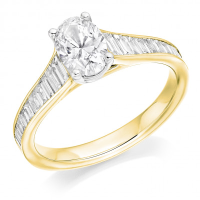 Oval Cut Solitaire with Diamond Set Shoulders Engagement Ring Metal Image