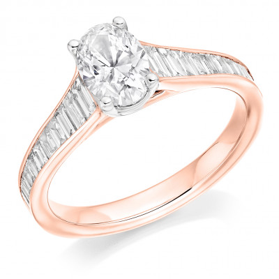 Oval Cut Solitaire with Diamond Set Shoulders Engagement Ring Metal Image