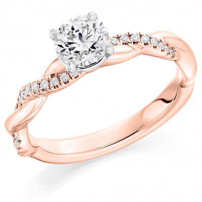 Round Brilliant Solitaire with Diamond Set Shoulders Split Shoulders Engagement Ring Metal Image