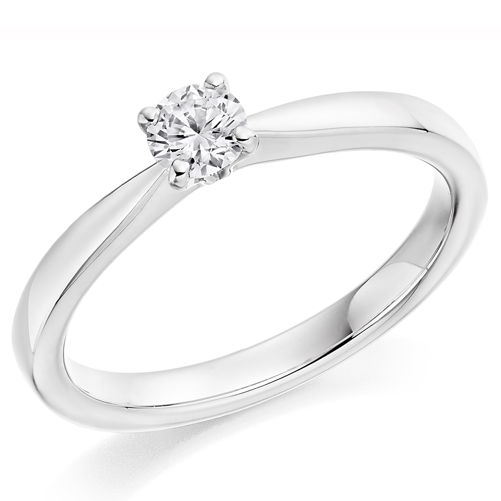 Image of Platinum Round Brilliant Solitaire with Plain Shoulders Engagement Ring