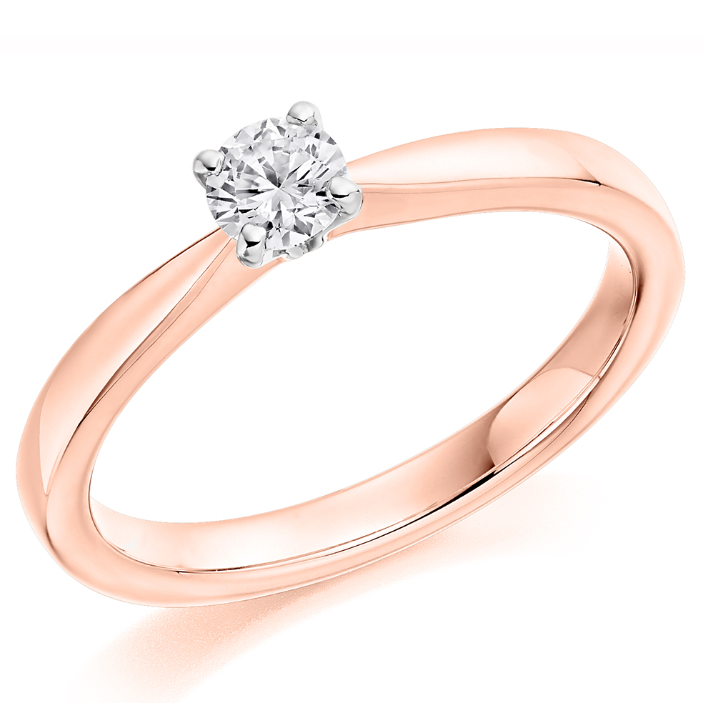 Image of Rose Gold Round Brilliant Solitaire with Plain Shoulders Engagement Ring