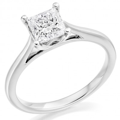 Princess Cut Solitaire with Plain Shoulders Engagement Ring Metal Image