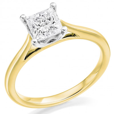 Princess Cut Solitaire with Plain Shoulders Engagement Ring Metal Image