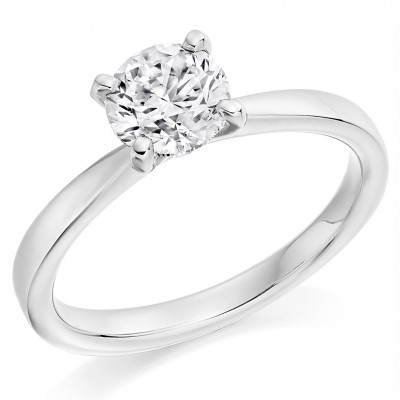 Round Brilliant Solitaire with Plain Shoulders Engagement Ring Metal Image