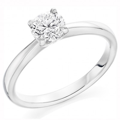 Round Brilliant Solitaire with Plain Shoulders Engagement Ring Metal Image