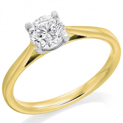 Round Brilliant Solitaire with Plain Shoulders Engagement Ring Metal Image
