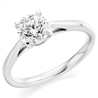 Round Brilliant Solitaire with Plain Shoulders Engagement Ring Metal Image