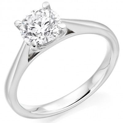 Round Brilliant Solitaire with Plain Shoulders Engagement Ring Metal Image
