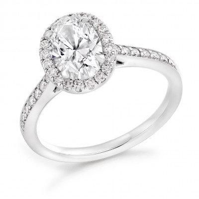 Oval Cut Halo with Diamond Set Shoulders Engagement Ring Metal Image