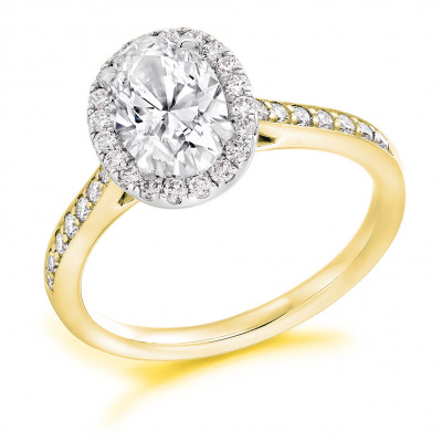 Oval Cut Halo with Diamond Set Shoulders Engagement Ring Metal Image