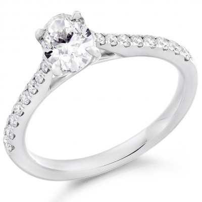 Oval Cut Solitaire with Diamond Set Shoulders Engagement Ring Metal Image