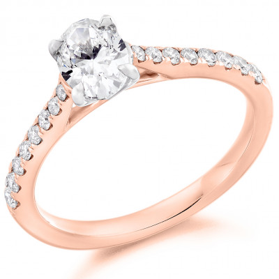 Oval Cut Solitaire with Diamond Set Shoulders Engagement Ring Metal Image