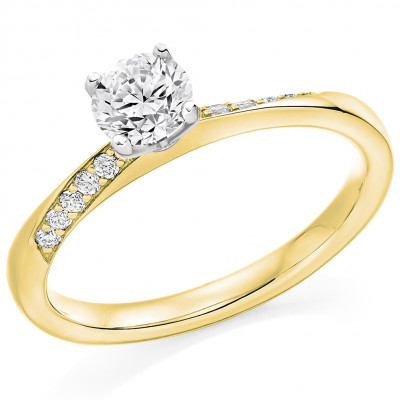 Round Brilliant Solitaire with Diamond Set Shoulders Engagement Ring Metal Image