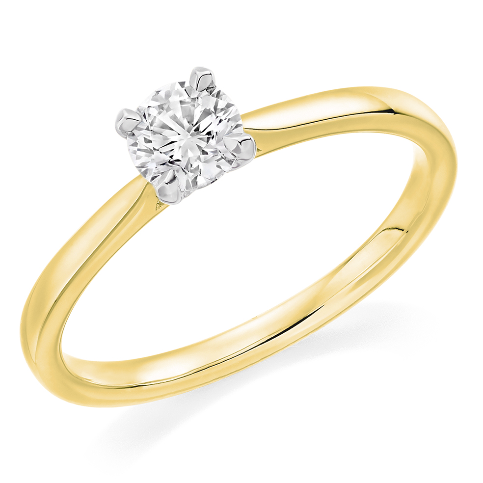 Round Brilliant Solitaire with Plain Shoulders Engagement Ring Image