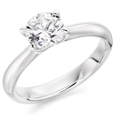 Round Brilliant Solitaire with Plain Shoulders Engagement Ring Metal Image