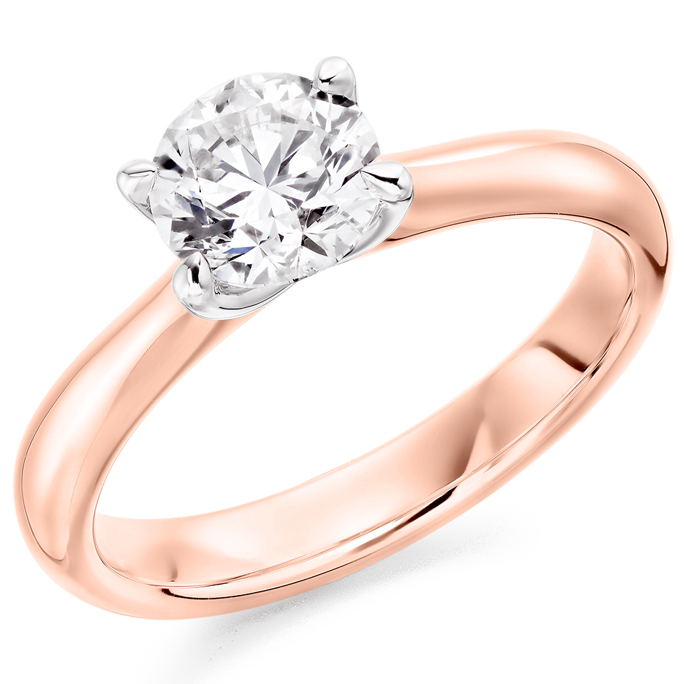 Image of Rose Gold Round Brilliant Solitaire with Plain Shoulders Engagement Ring