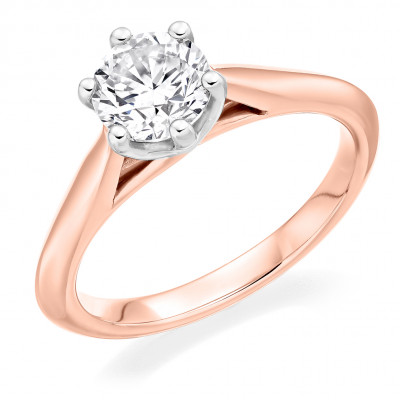 Round Brilliant Solitaire with Plain Shoulders Engagement Ring Metal Image