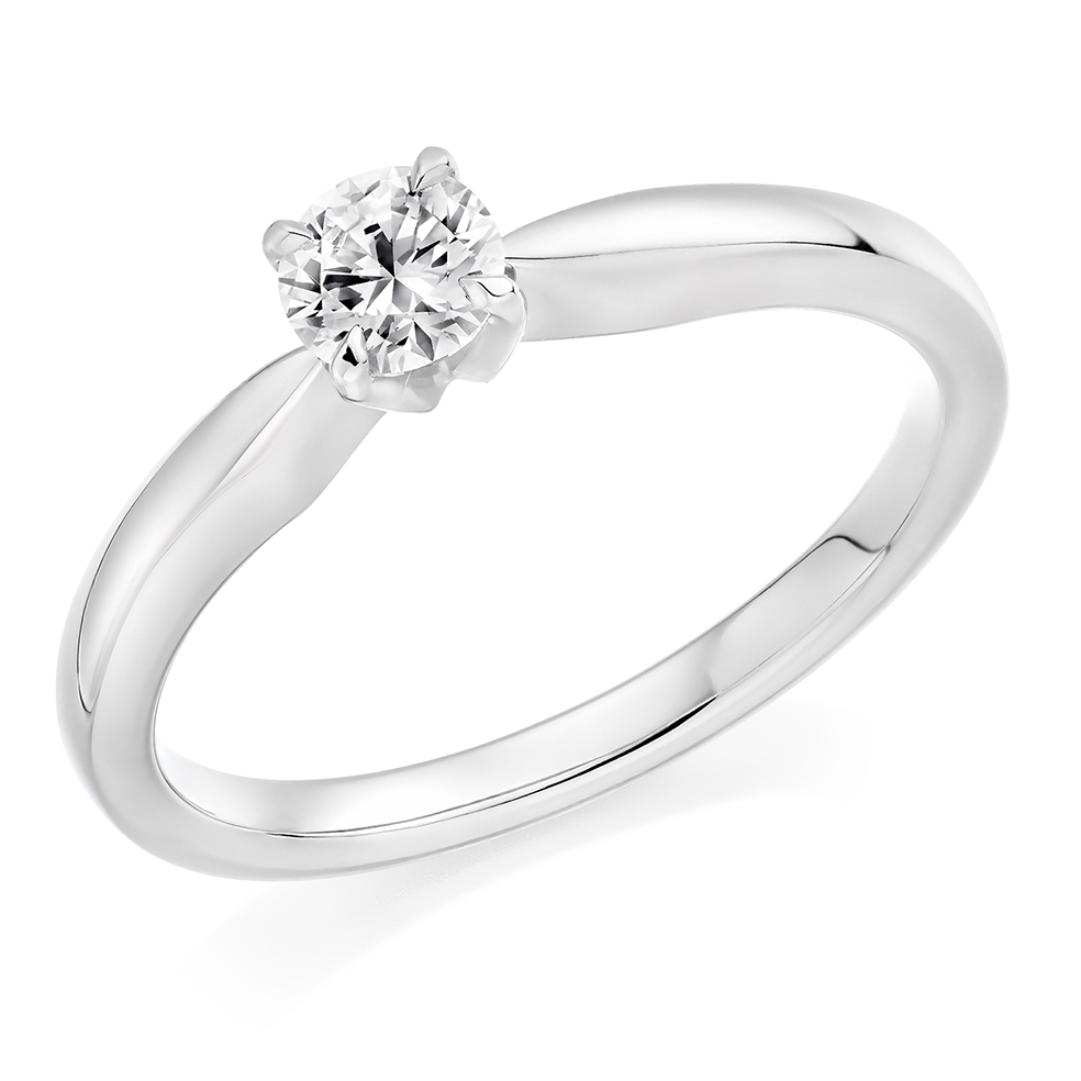 Image of White Gold Round Brilliant Solitaire with Plain Shoulders Engagement Ring