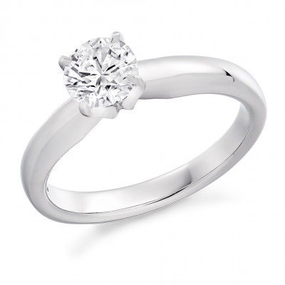 Round Brilliant Solitaire with Plain Shoulders Engagement Ring Metal Image