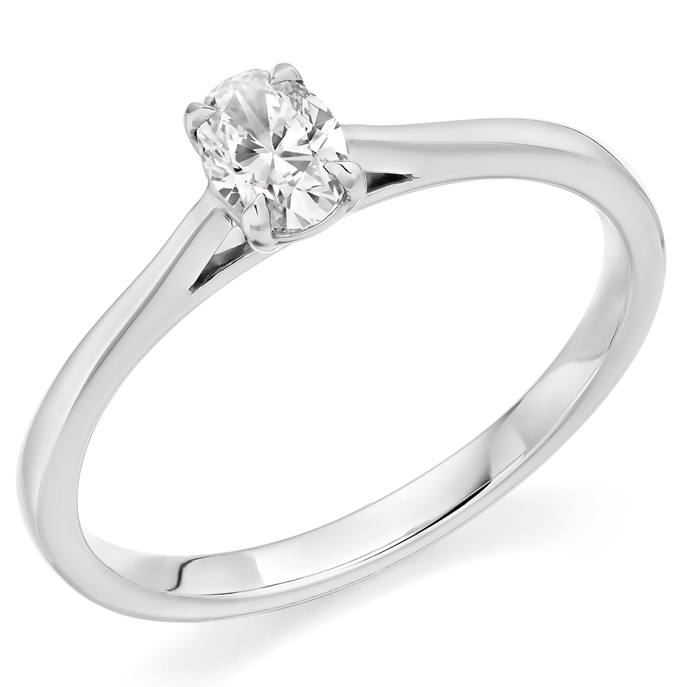 Oval Cut Solitaire with Plain Shoulders Engagement Ring Image