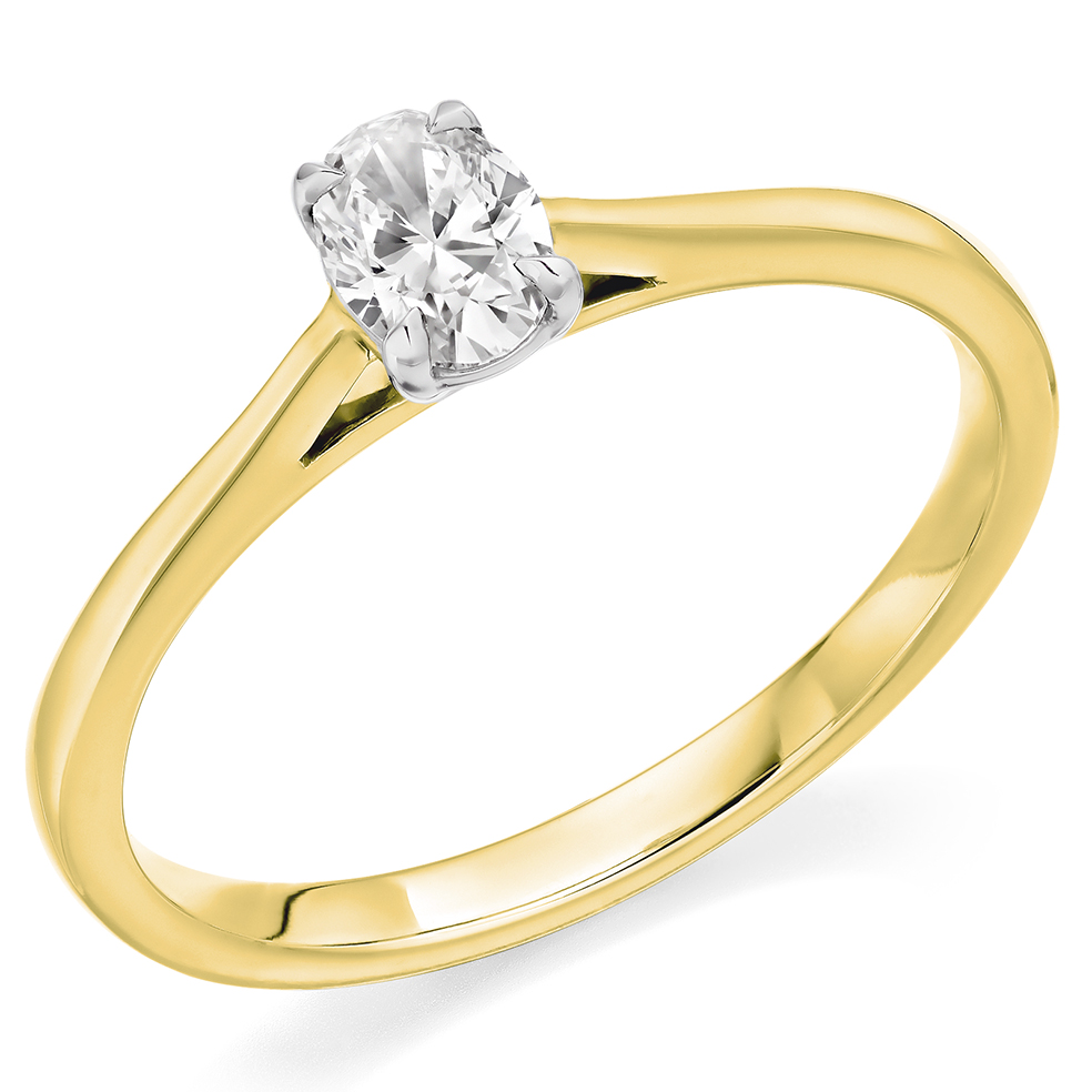 Oval Cut Solitaire with Plain Shoulders Engagement Ring Image